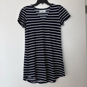 Fighting Eel Midnight Blue and White Striped Mini Dress